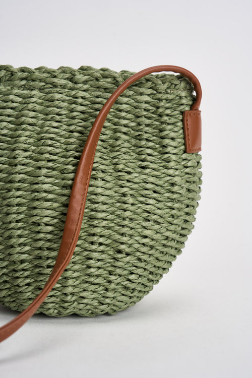Borsa donna secchiello  in rafia verde - 2