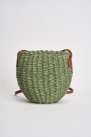 Borsa donna secchiello  in rafia verde - 5