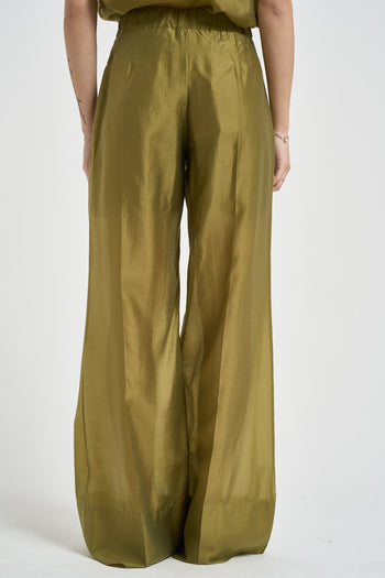 Pantalone donna a palazzo verde oliva - 4