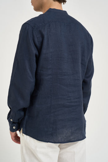 Camicia uomo in lino blu - 3