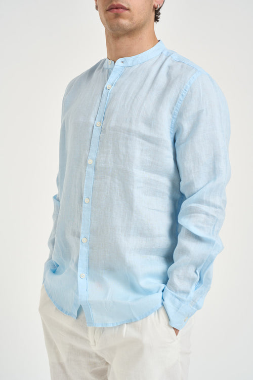 Camicia uomo in lino azzurra