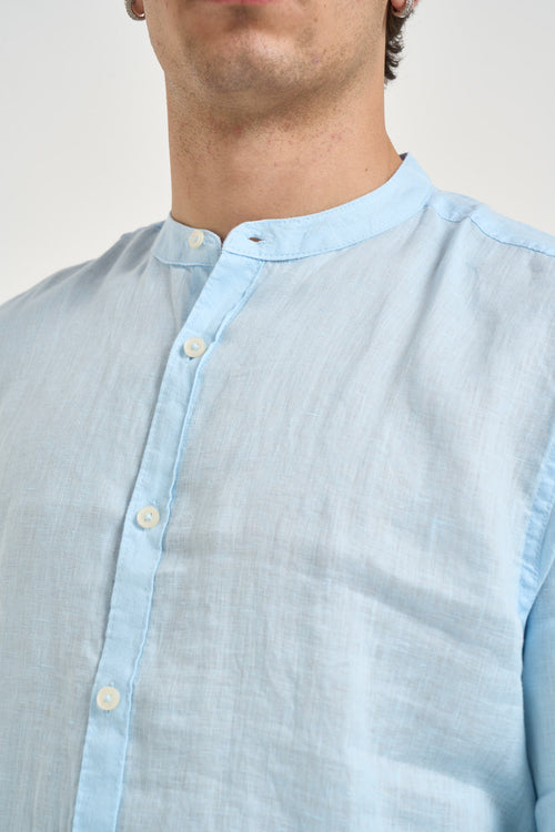 Camicia uomo in lino azzurra - 2