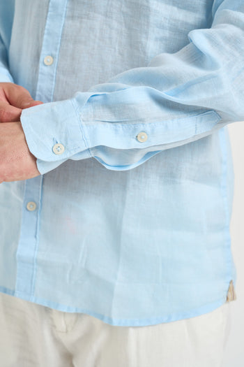 Camicia uomo in lino azzurra - 3