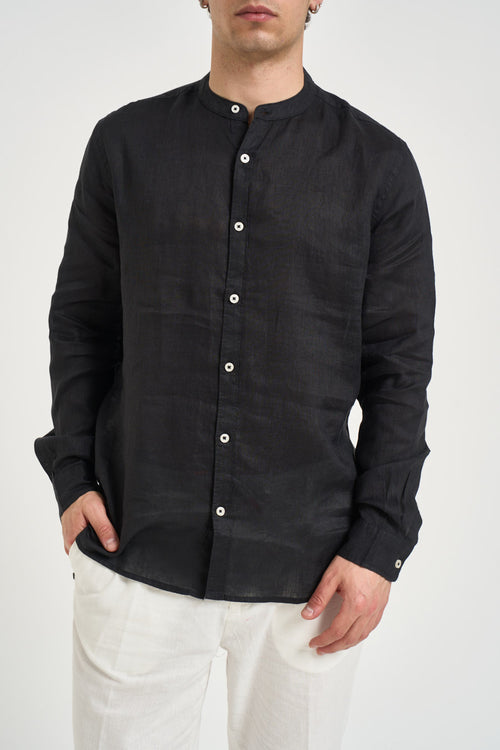Camicia uomo in lino nera