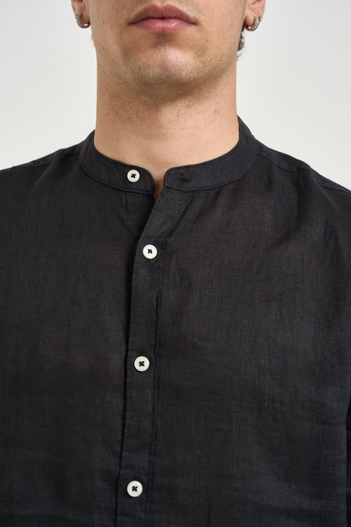 Camicia uomo in lino nera - 2