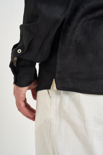 Camicia uomo in lino nera - 5