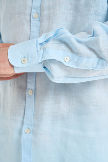 Camicia uomo in lino celeste - 3