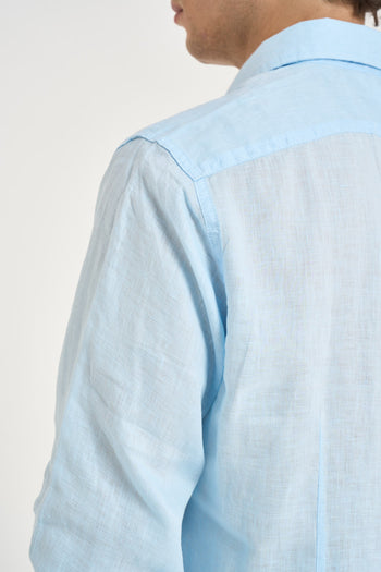 Camicia uomo in lino celeste - 5