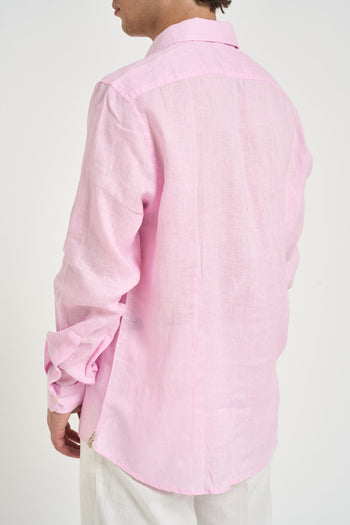 Camicia uomo in lino rosa - 4