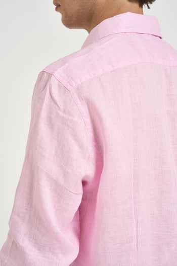 Camicia uomo in lino rosa - 5