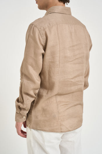 Camicia uomo in lino tortora chiaro - 3