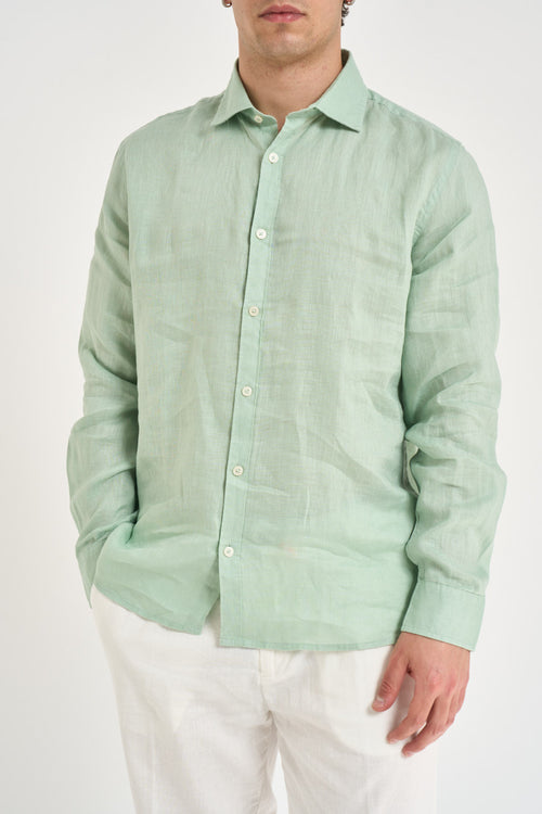 Camicia uomo in lino verde acqua