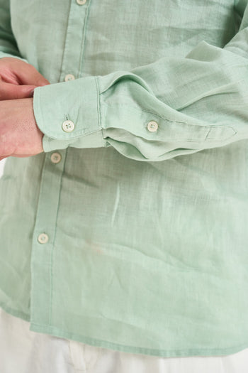 Camicia uomo in lino verde acqua - 3