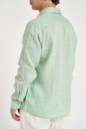 Camicia uomo in lino verde acqua - 4