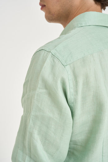 Camicia uomo in lino verde acqua - 5