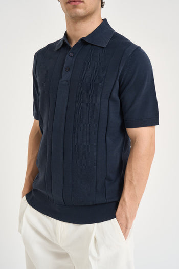 Polo uomo in maglia lavorata blu navy - 3