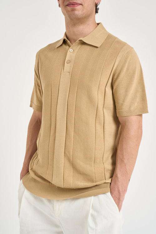 Polo uomo in maglia lavorata corda