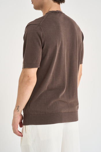 T-shirt uomo in maglia lavorata marrone - 3