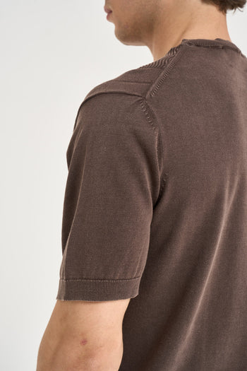 T-shirt uomo in maglia lavorata marrone - 4