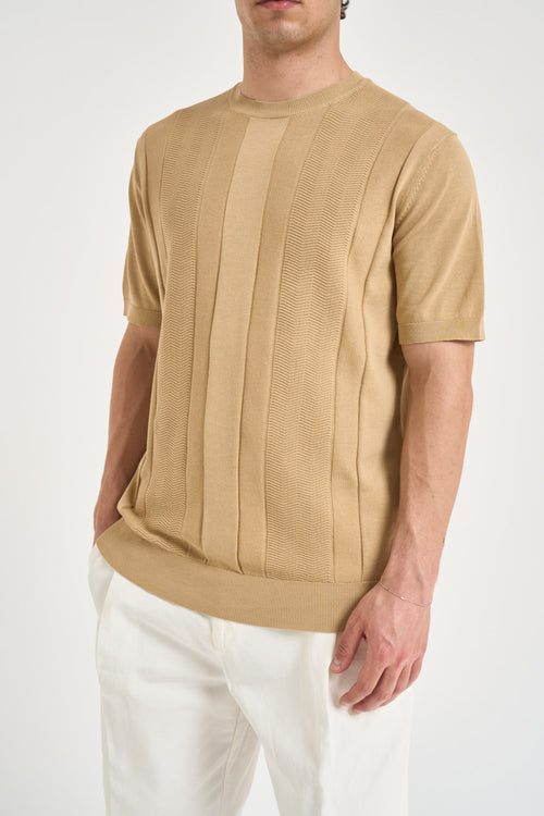 T-shirt uomo in maglia lavorata corda