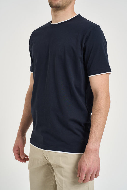 T-shirt uomo in cotone blu - 1
