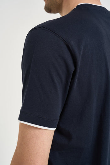 T-shirt uomo in cotone blu - 5