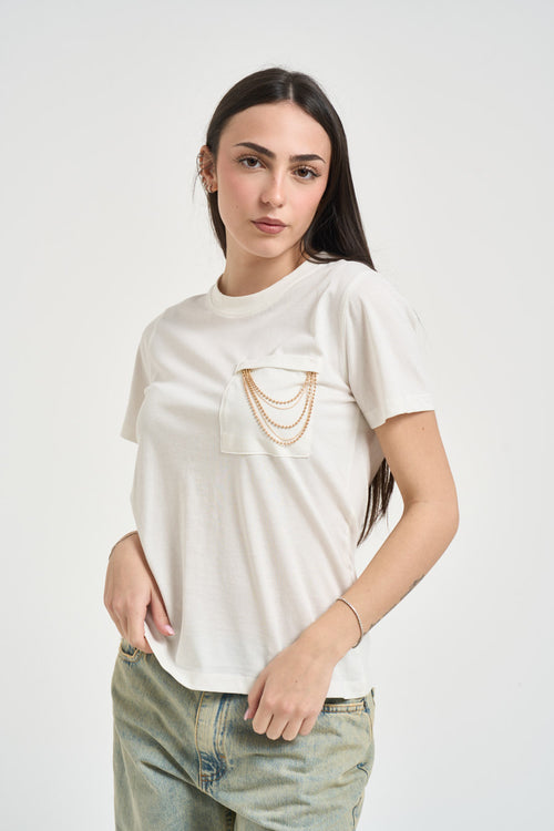 T-shirt donna girocollo bianca - 1
