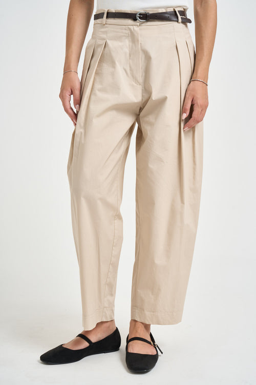 Pantalone donna barrel fit panna