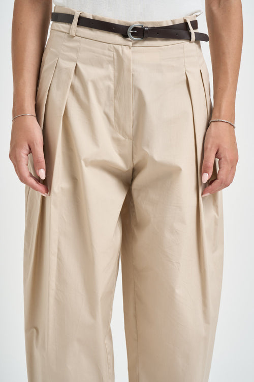 Pantalone donna barrel fit panna - 2