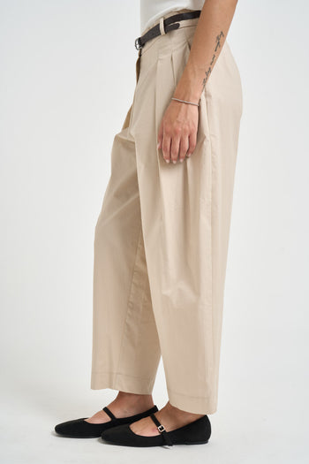 Pantalone donna barrel fit panna - 3