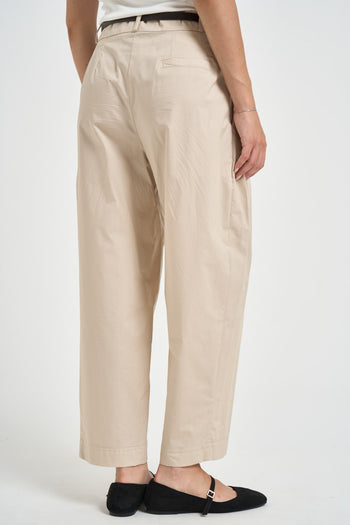 Pantalone donna barrel fit panna - 4