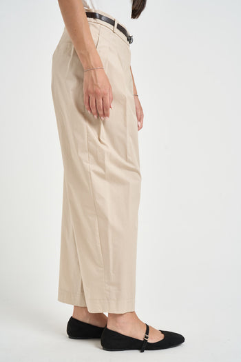 Pantalone donna barrel fit panna - 5