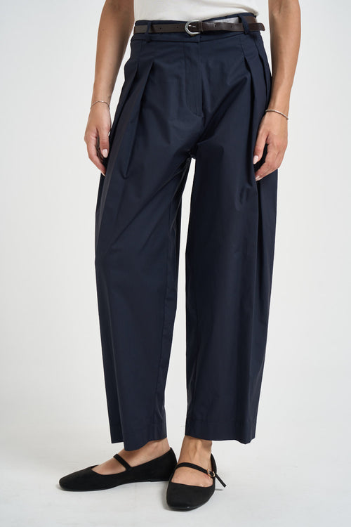 Pantalone donna barrel fit blu navy