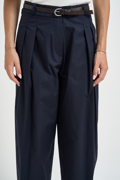 Pantalone donna barrel fit blu navy - 2