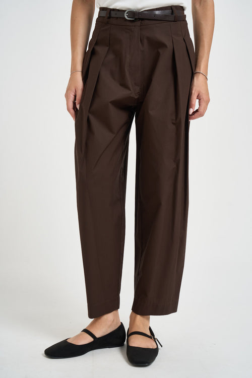 Pantalone donna barrel fit marrone