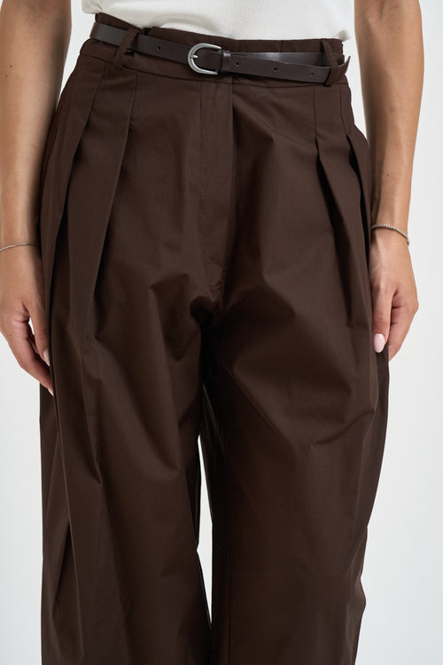 Pantalone donna barrel fit marrone - 2