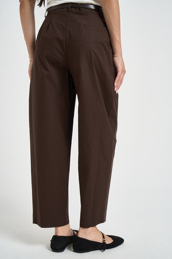 Pantalone donna barrel fit marrone - 4