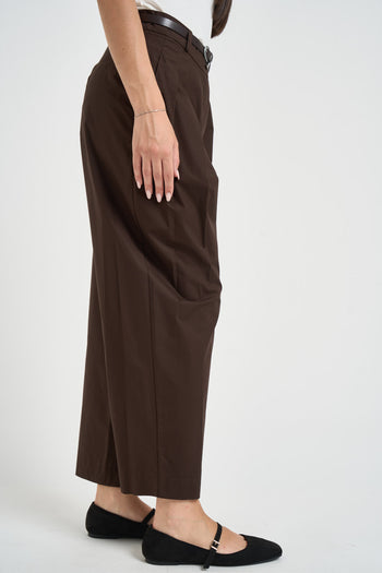 Pantalone donna barrel fit marrone - 5