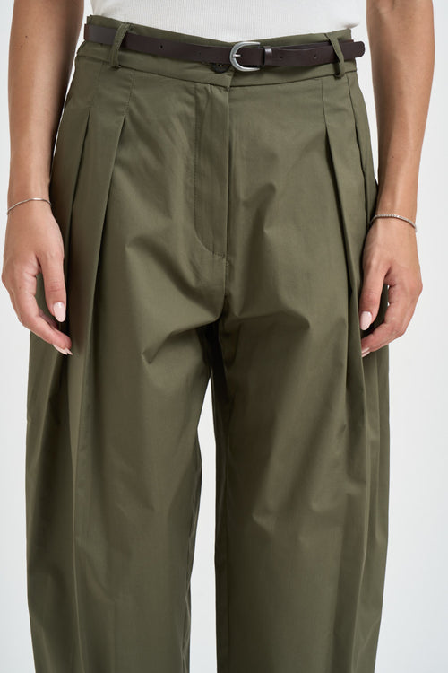 Pantalone donna barrel fit verde militare - 2