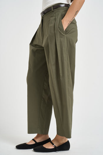Pantalone donna barrel fit verde militare - 3