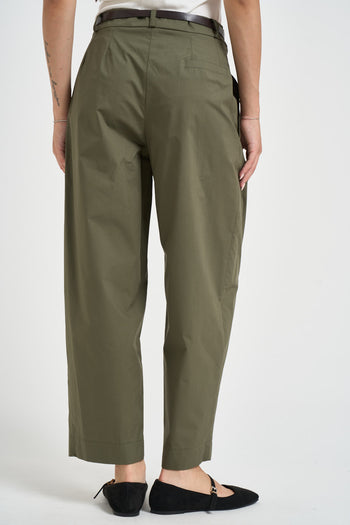 Pantalone donna barrel fit verde militare - 4