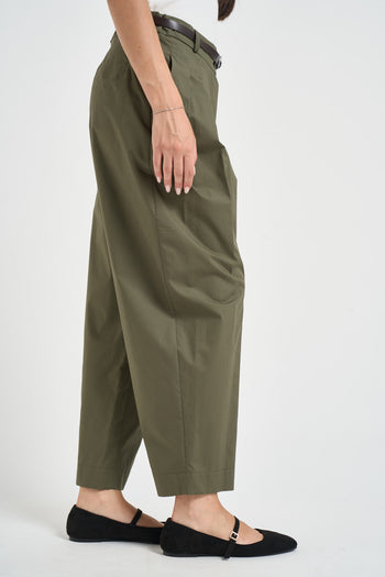 Pantalone donna barrel fit verde militare - 5