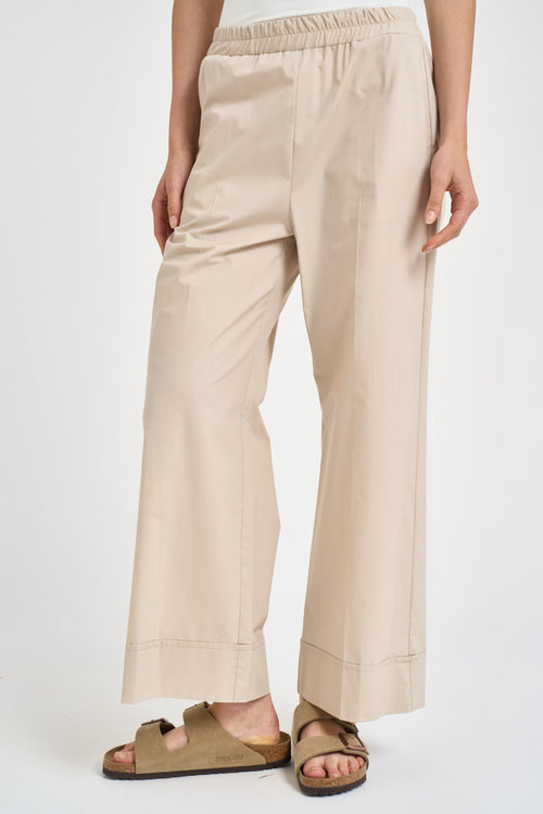 Pantalone donna a gamba larga panna