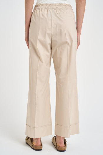Pantalone donna a gamba larga panna - 3