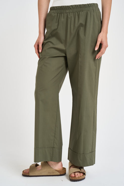 Pantalone donna a gamba larga verde militare