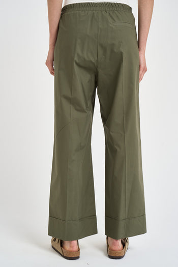 Pantalone donna a gamba larga verde militare - 3