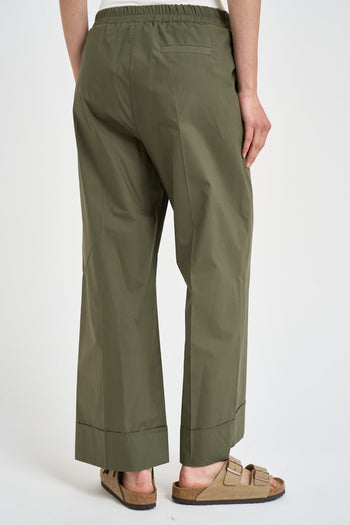 Pantalone donna a gamba larga verde militare - 4