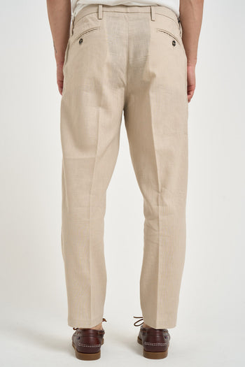 Pantalone uomo in lino con pinces sabbia - 3