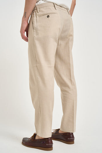 Pantalone uomo in lino con pinces sabbia - 4