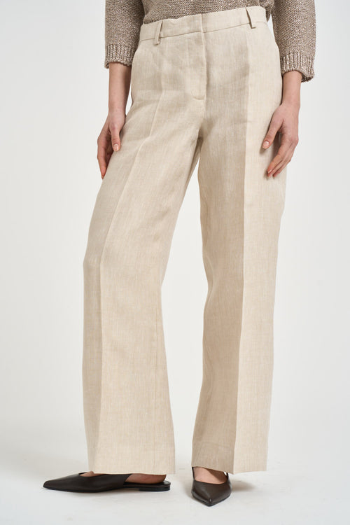Pantalone donna gamba dritta beige - 1